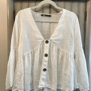 Zara Linen Babydoll Top